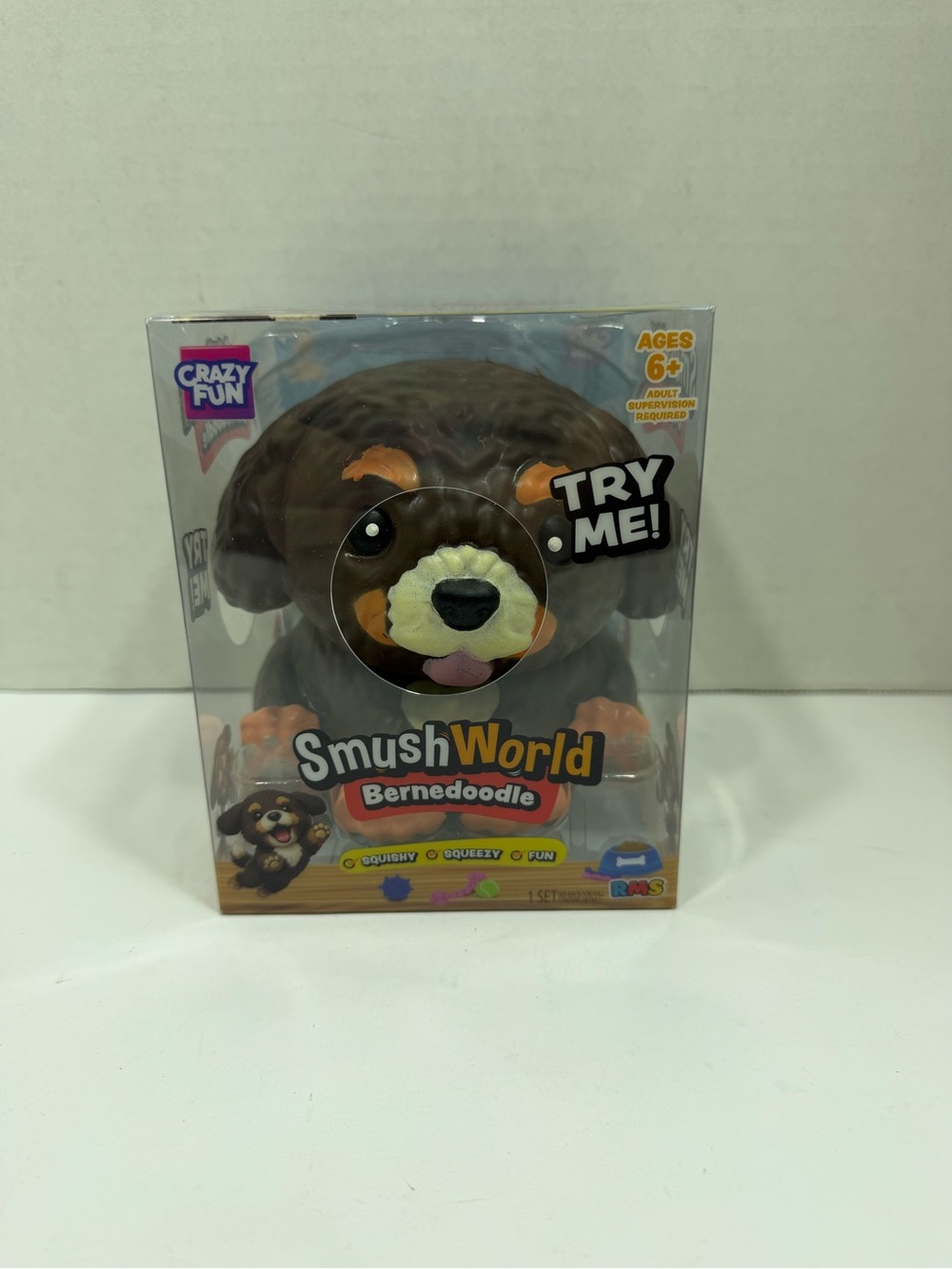 Crazy Fun SmushWorld Bernedoodle Squishy Toy NIB